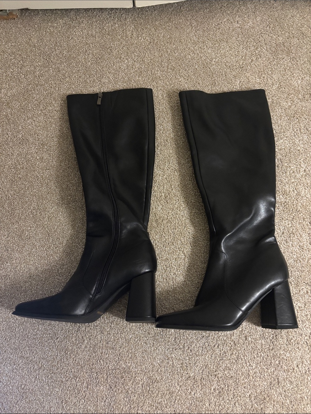 Classic Black Knee-High Block Heel Boots